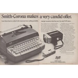Vintage 1969 Smith Corona Typewriter Camera Mid Century Back To School  Print Ad